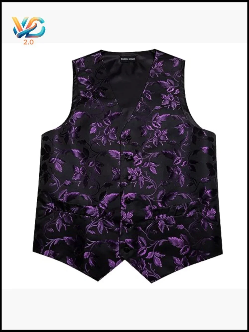 Men's Silk Vest & Tie Set with Cufflinks, Pocket Square, Tie Clip - 5 Piece